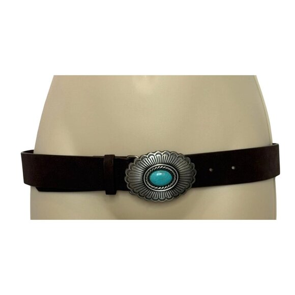 Boho Cowgirl Belt w/ Silver & Turquoise Buckle - Picture 1 of 5